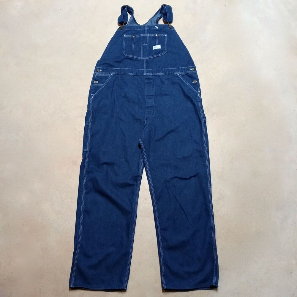 Vintage Sears Union Made in USA Bib Overalls 46x32 Denim Workwear Farmer